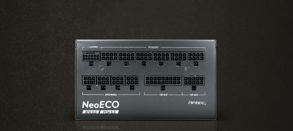 Fully modular cable sockets on the rear of the Antec NeoECO power supply