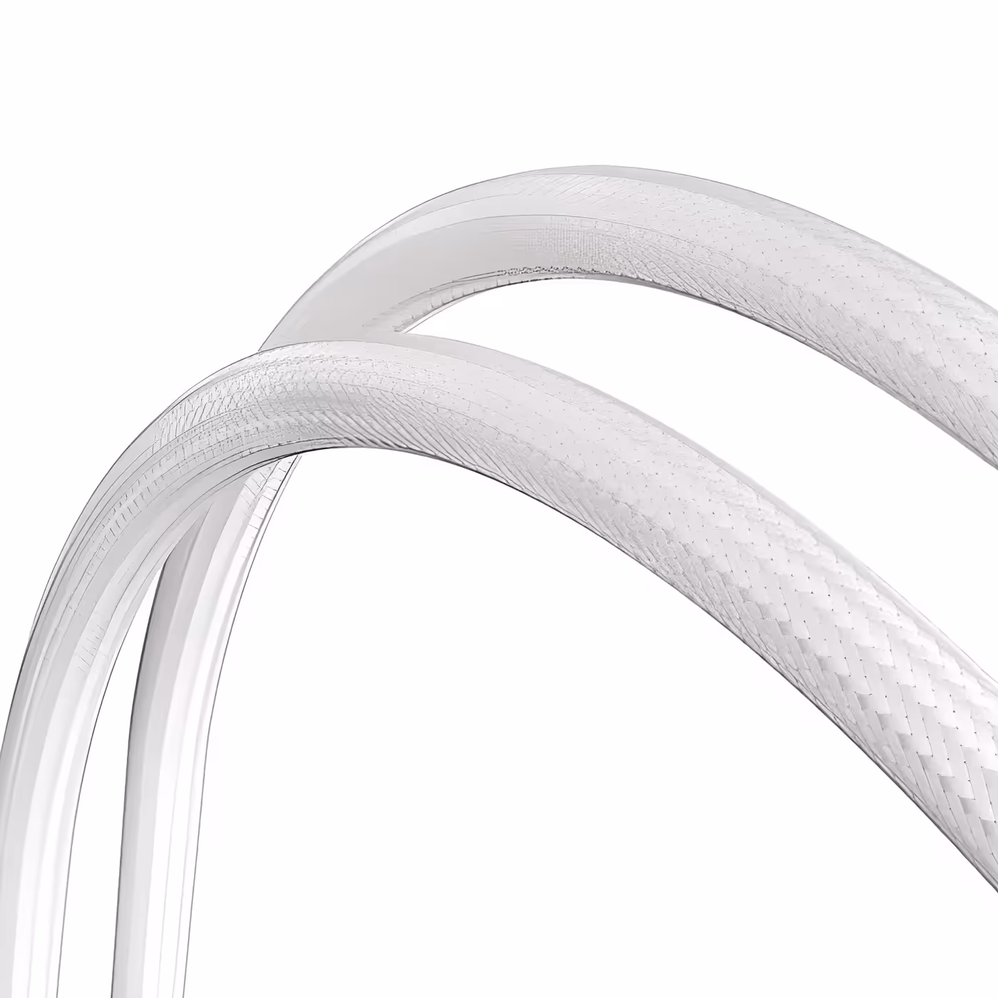 Two white braided hoses of the Antec Omni Matrix cooler, shown close up