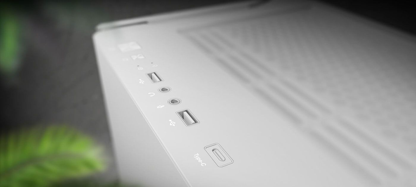Front panel I/O showing the Type-C 3.2 Gen 2 port and other connectors