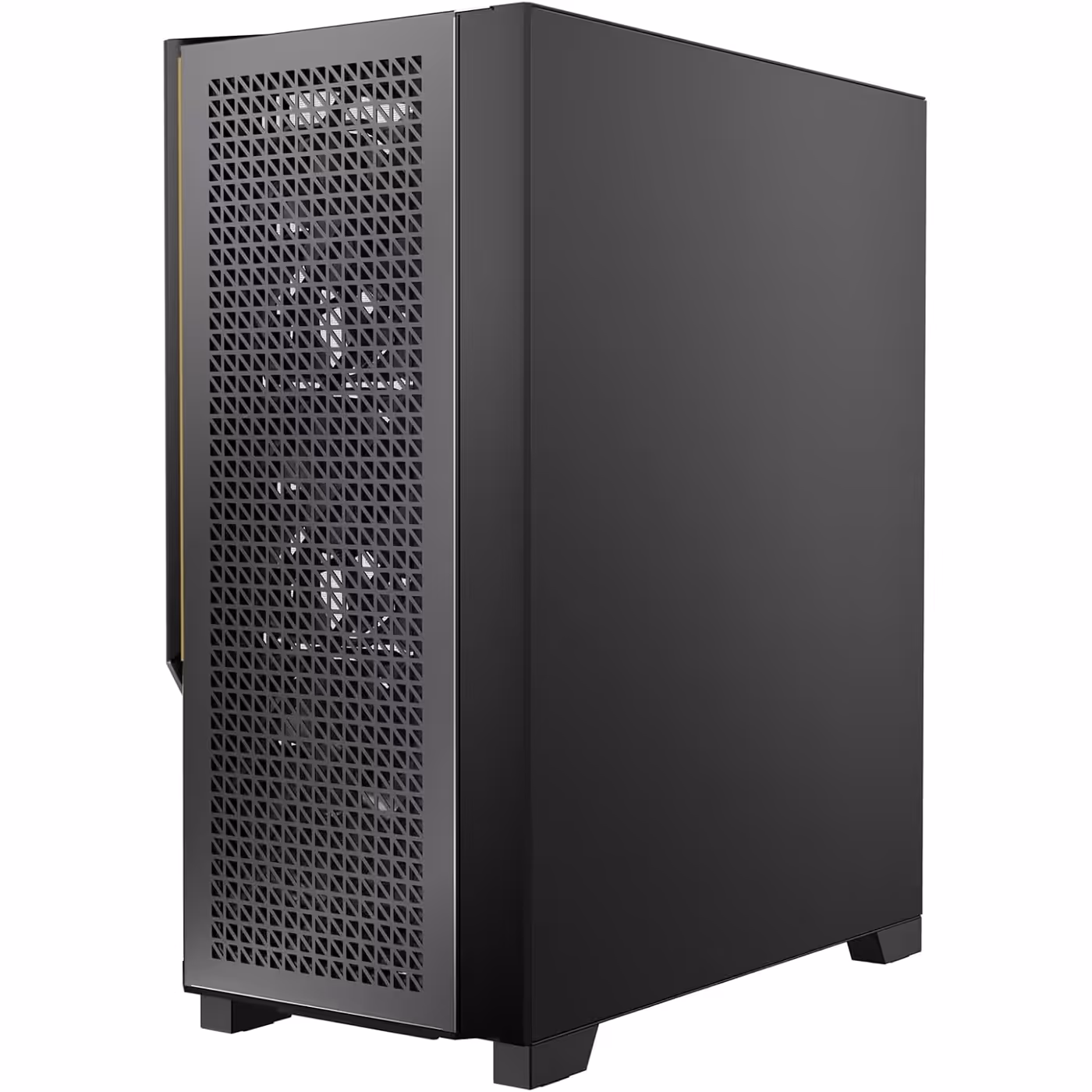 Front quarter view of the black Antec P20CE with its large metal mesh front panel
