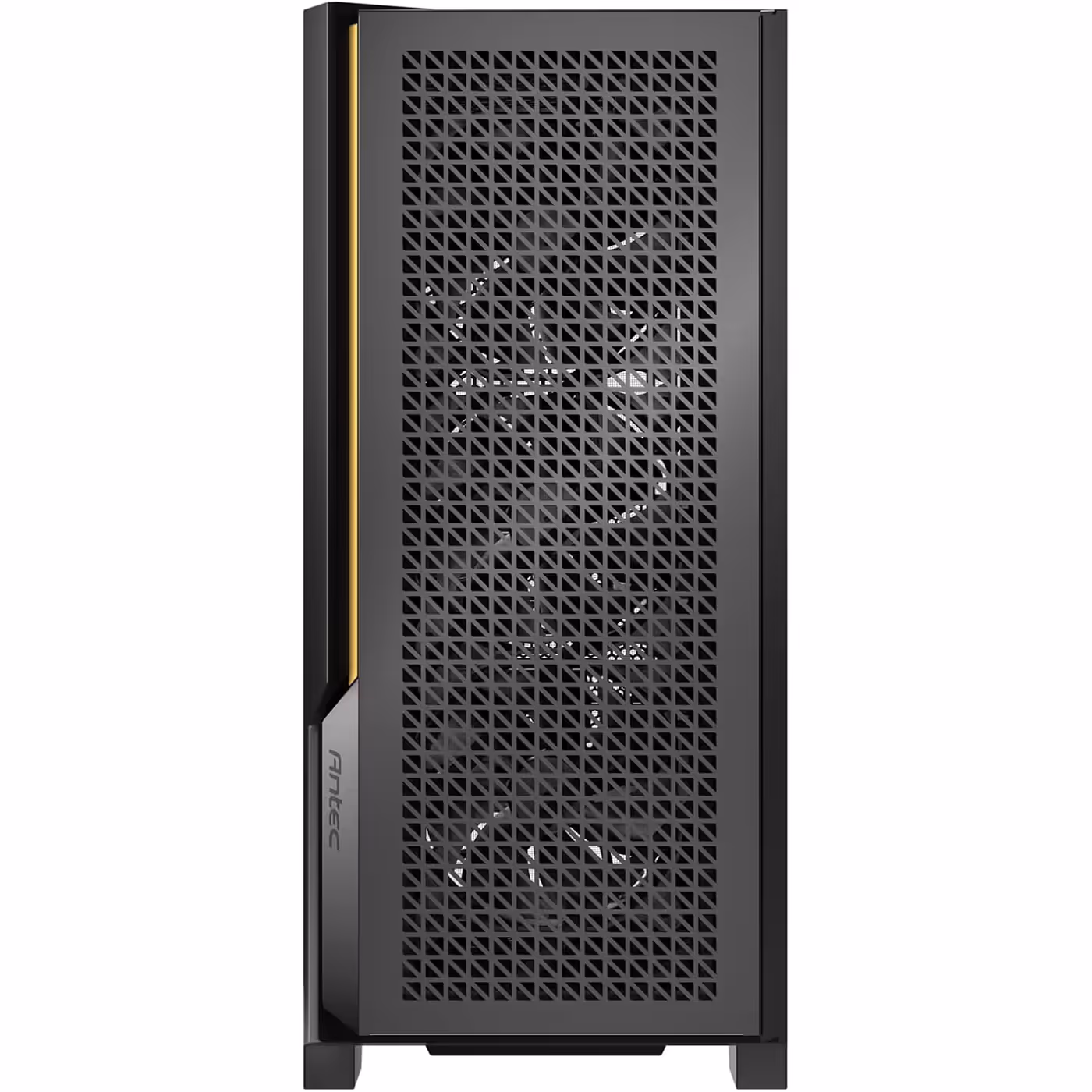 Front of the black Antec P20CE, metal mesh panel with fans visible behind it