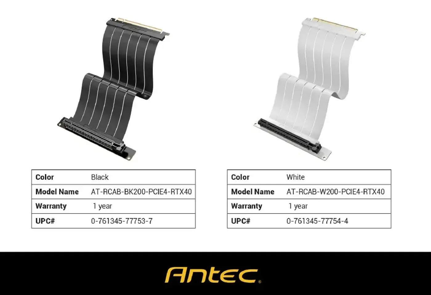 Full view of the Antec AT-RCAB-W200 PCIe 4.0 riser cable