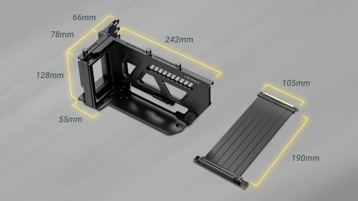 Antec Shift Vertical GPU Bracket with PCIE 4.0 Riser Cable 5 Antec Shift Blk