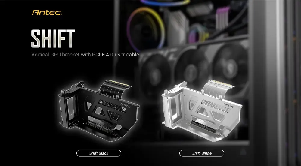 Antec Shift Vertical GPU Bracket - Premium PCIe 4.0 Riser Cable