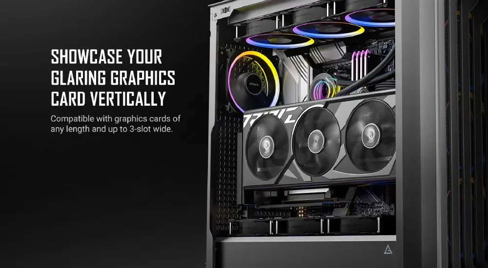 Close-up view of Antec Shift Vertical GPU Bracket
