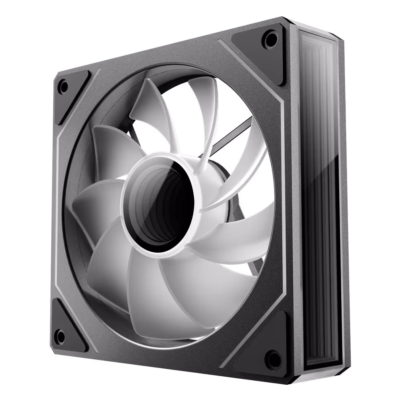Rear view of a Vision 120R ARGB reverse-blade fan showing its blades and frame