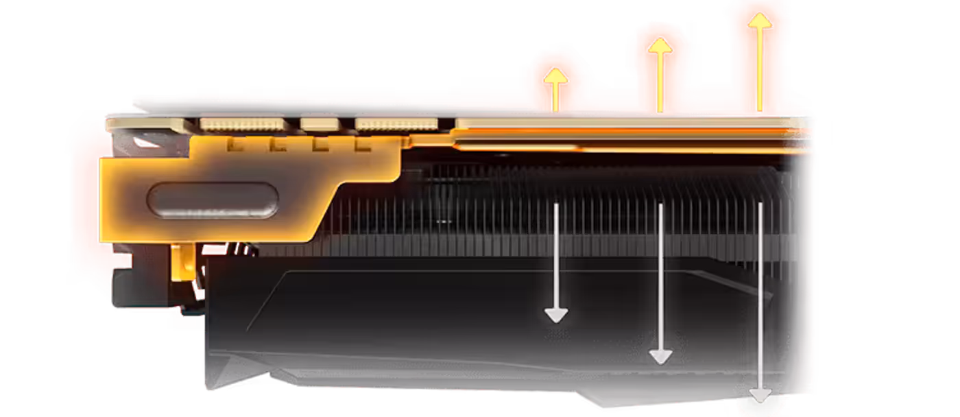 Anti-bending brackets reinforcing the graphics processing card against structural sagging and twisting