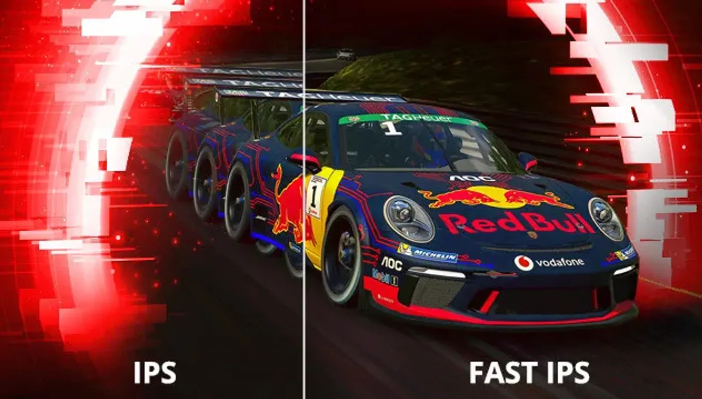AOC 27G42E gaming monitor displaying fast-moving content on its Fast IPS panel
