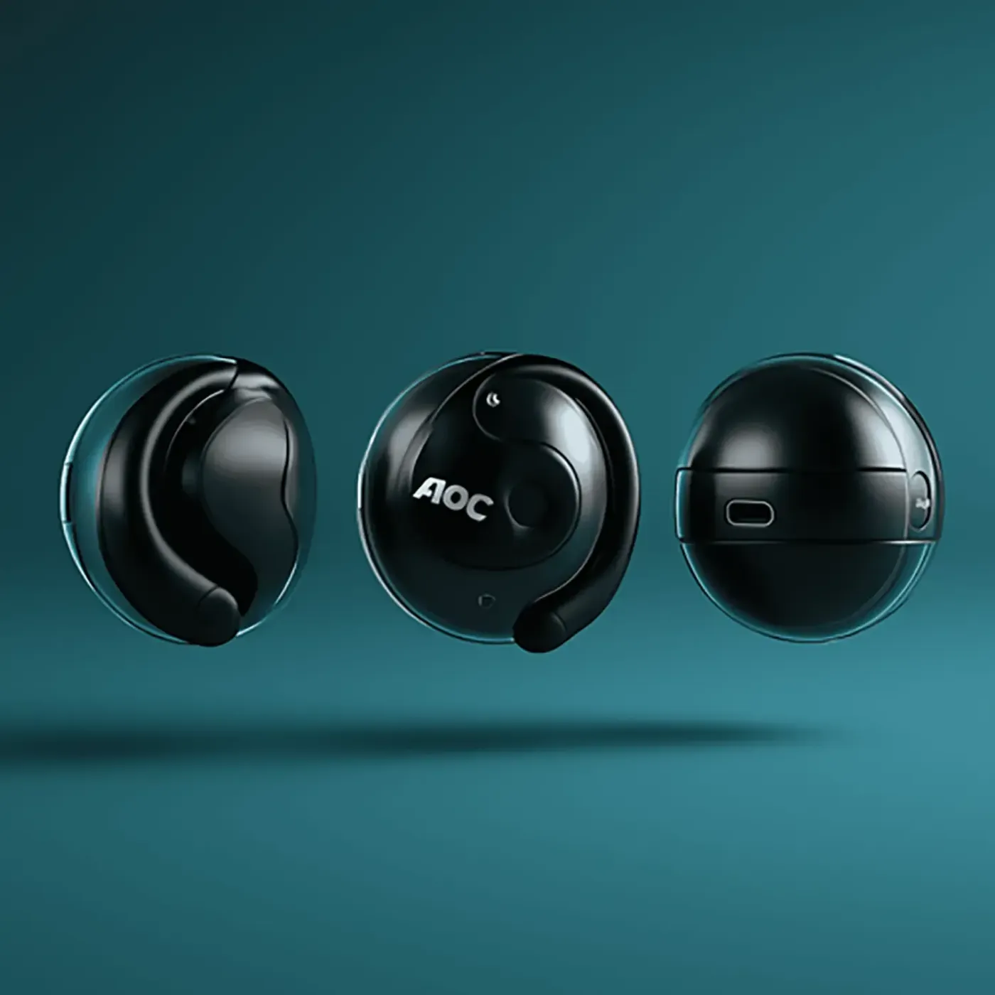 Black wireless Bluetooth earphones designed for comfortable and secure daily listening