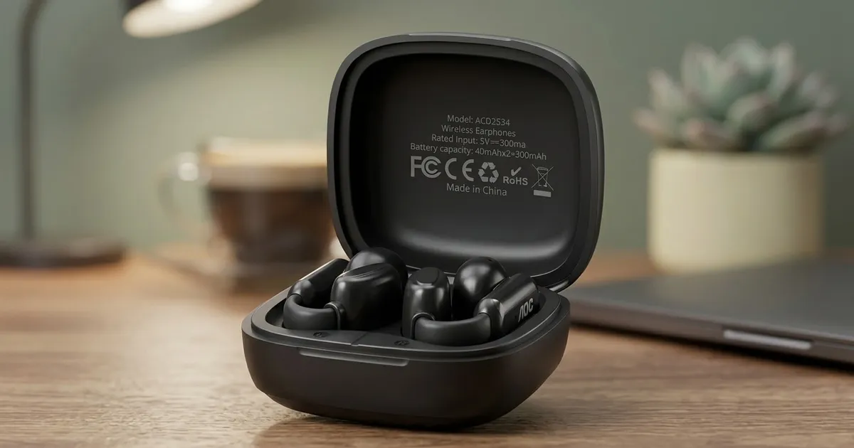 AOC ACD2534 Wireless Bluetooth Earphones — Built-In Mic, Ear Clip