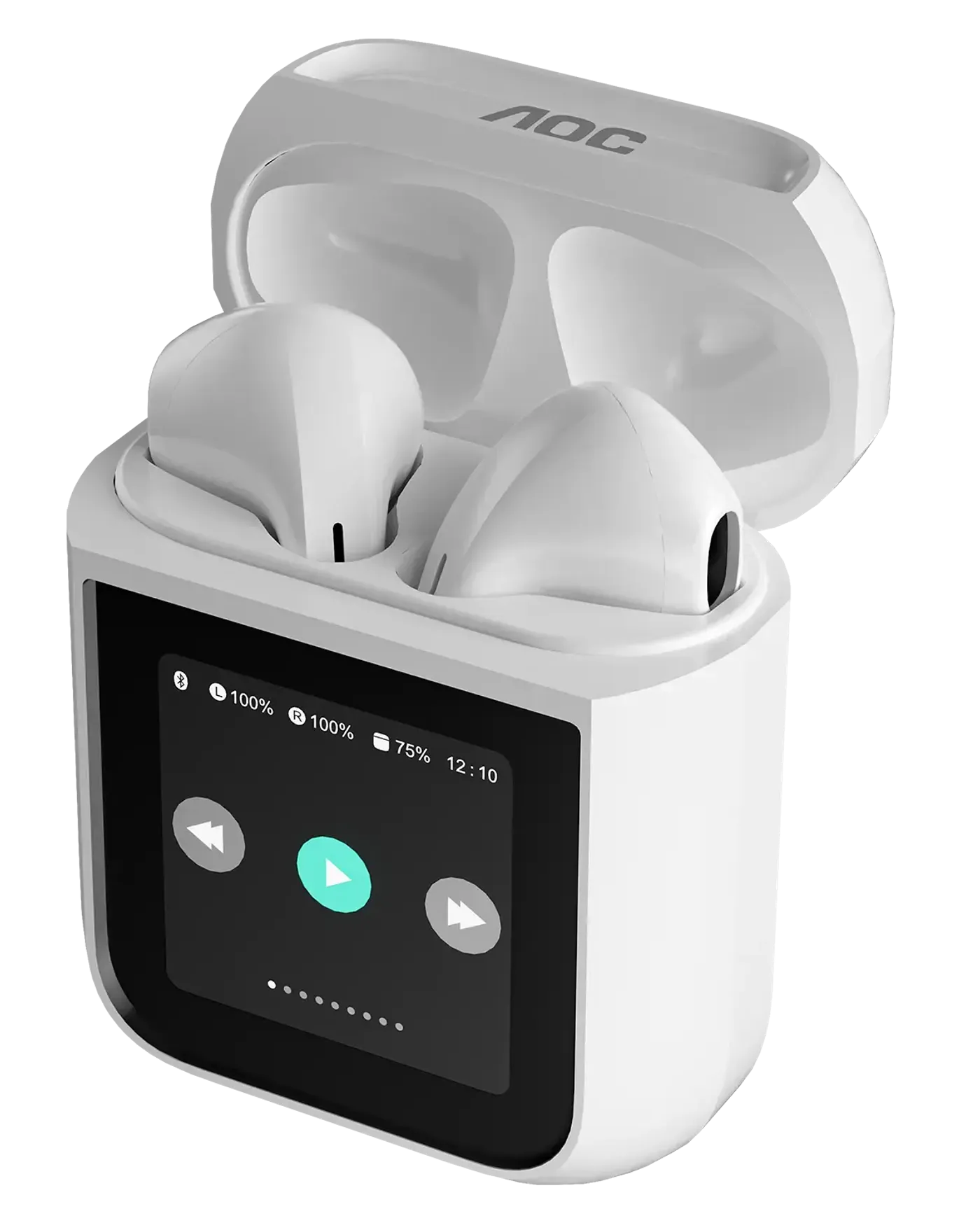 AOC ACT3504 wireless earphones displayed as an ideal solution for gaming and daily productivity