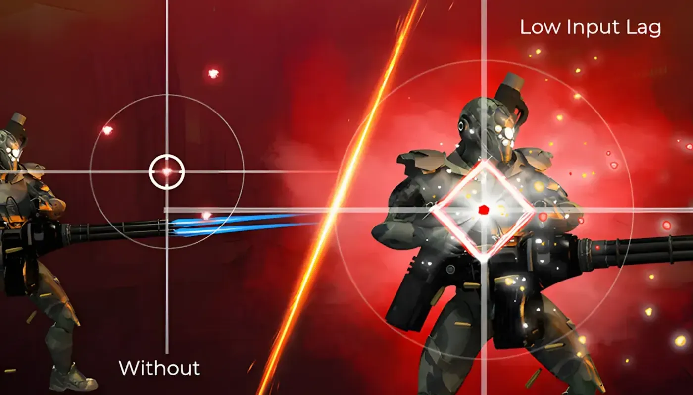 Gamer playing with AOC Low Input Lag mode activated for faster response time
