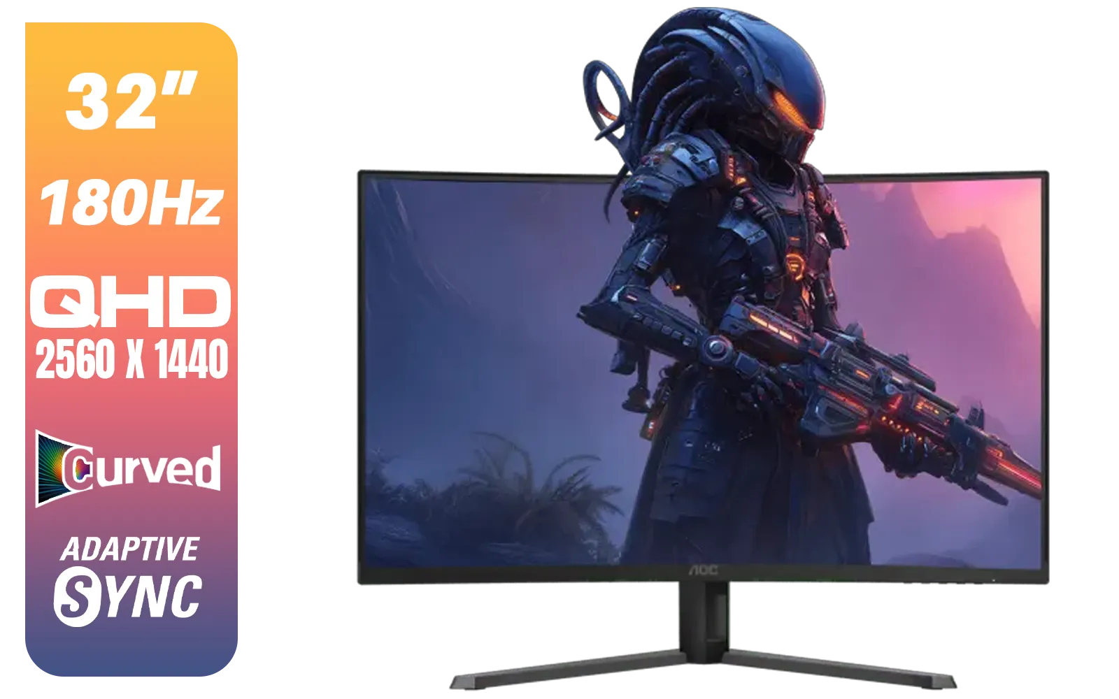 AOC CQ32G4E 32" Curved Gaming Monitor / QHD (2560x1440) / 180Hz Refresh Rate / 0.5ms Response Time (MPRT) / HDR10 / Adaptive Sync / CQ32G4E