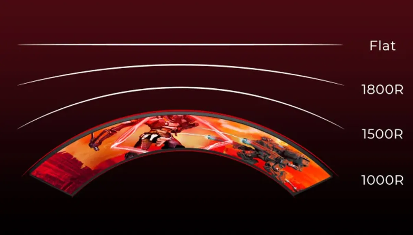 Angled view of the AOC CQ32G4E showing the curvature of its 32-inch screen