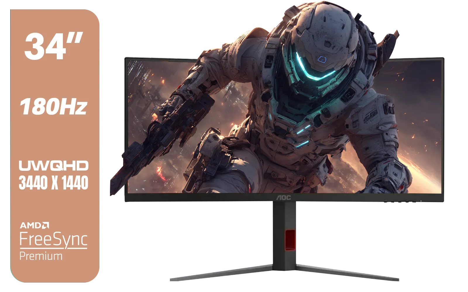 AOC CU34G4 34" Curved Gaming Monitor / UWQHD (3440x1440) / 180Hz Refresh Rate / 1ms Response Time (MPRT) / HDR10 / Adaptive Sync / CU34G4