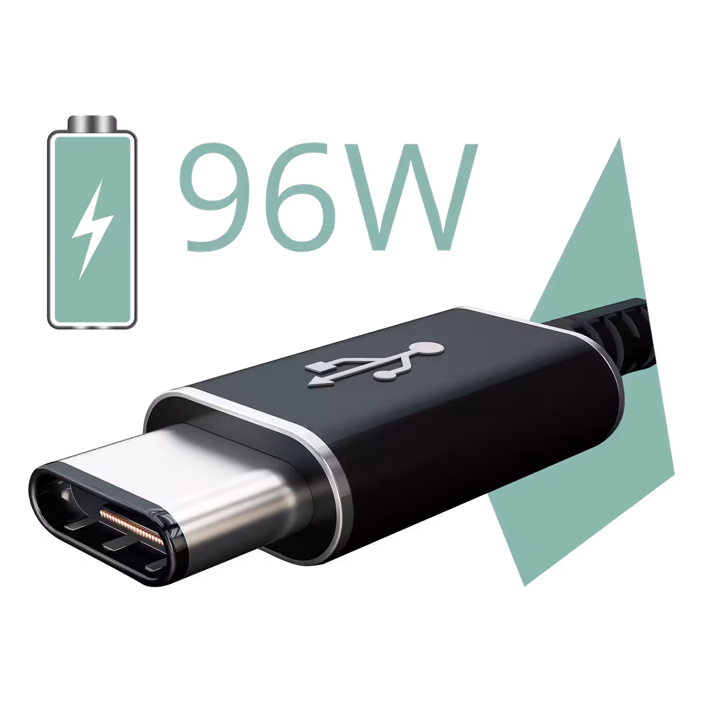 AOC 96W USB-C power delivery graphic with a USB-C connector