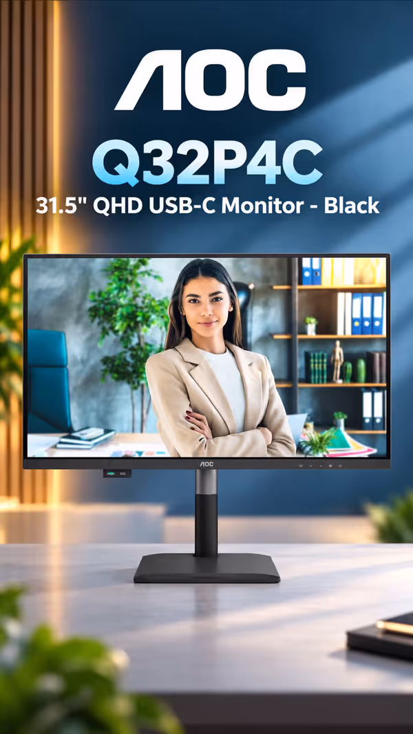AOC Q32P4C 31.5" QHD USB-C Monitor - Black