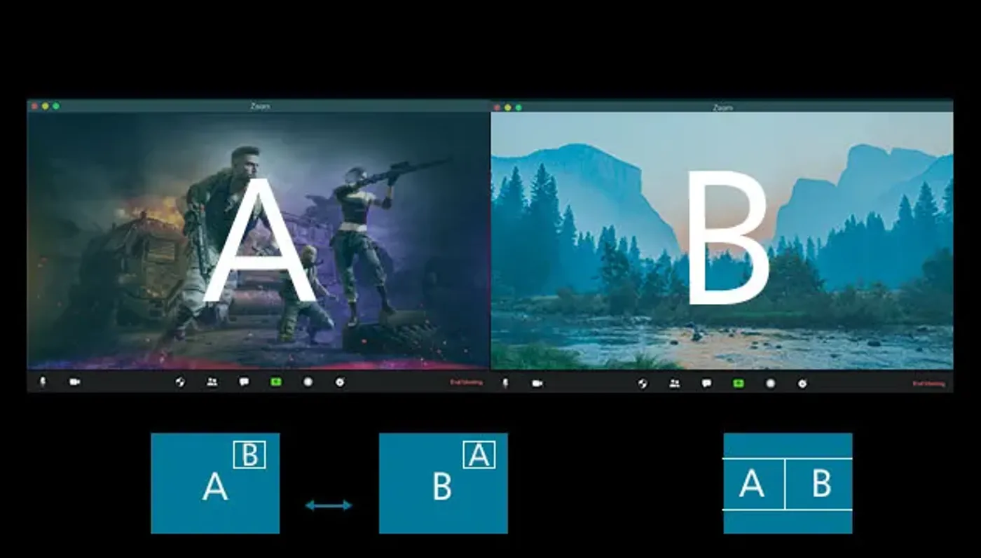 Two sources displayed side by side on the AOC U27G42 using Picture-by-Picture
