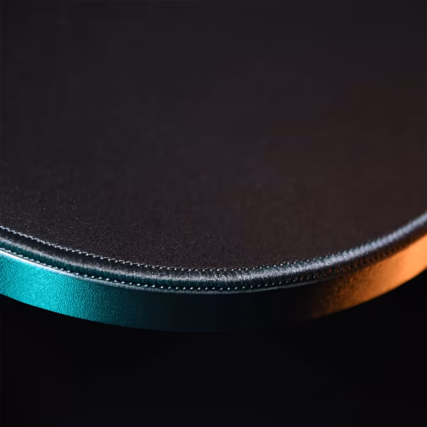 Full-surface microfiber mousepad on curved gaming desk with MDF board