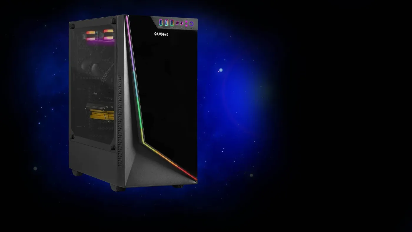 ARGUS E3 mid-tower case with ARGB strip and tempered glass panel