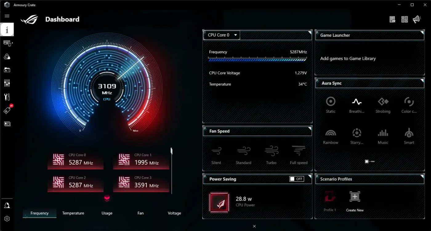 ARMOURY CRATE interface