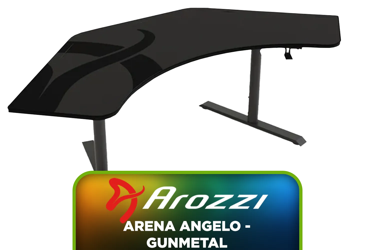 Arozzi Arena Angelo Gaming Desk - Gunmetal / Full-surface Microfiber Mousepad Cover / Cable Management / Sturdy Height-Adjustable Steel Legs / Headset Hanger Included / ARENA-ANGELO-GM
