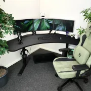 Arozzi Arena Angelo Gaming Desk – Pure Black, Full Microfiber Surface - image 6