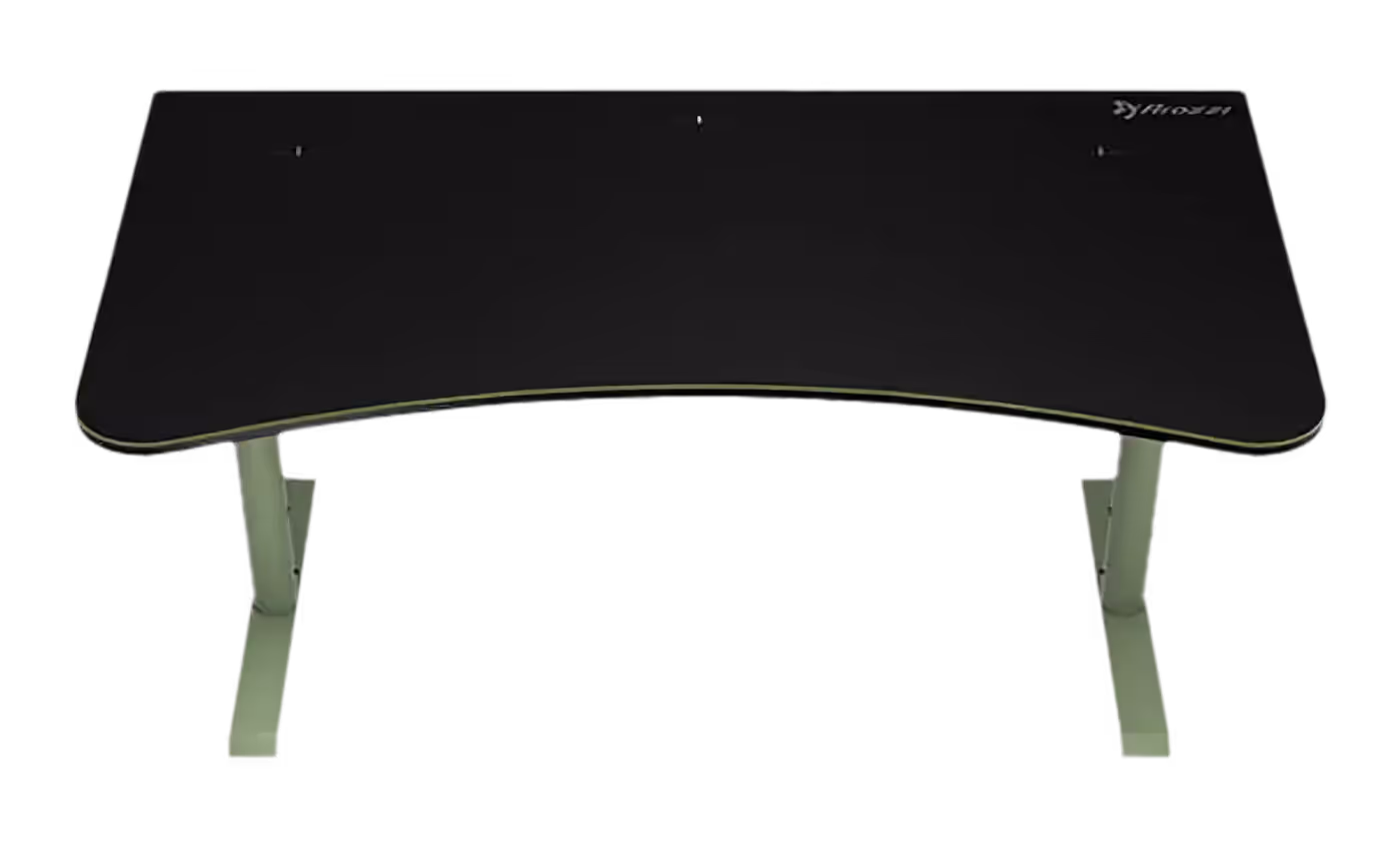 Arozzi Arena gaming desk with forest green steel legs