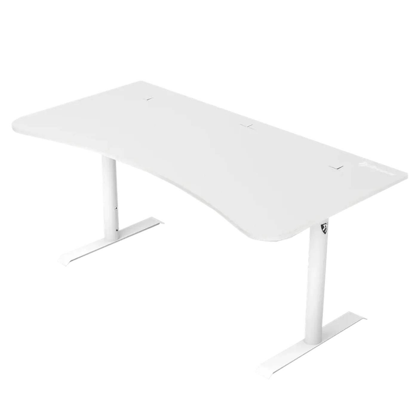 Arozzi Arena gaming desk in white with a white full-surface mousepad