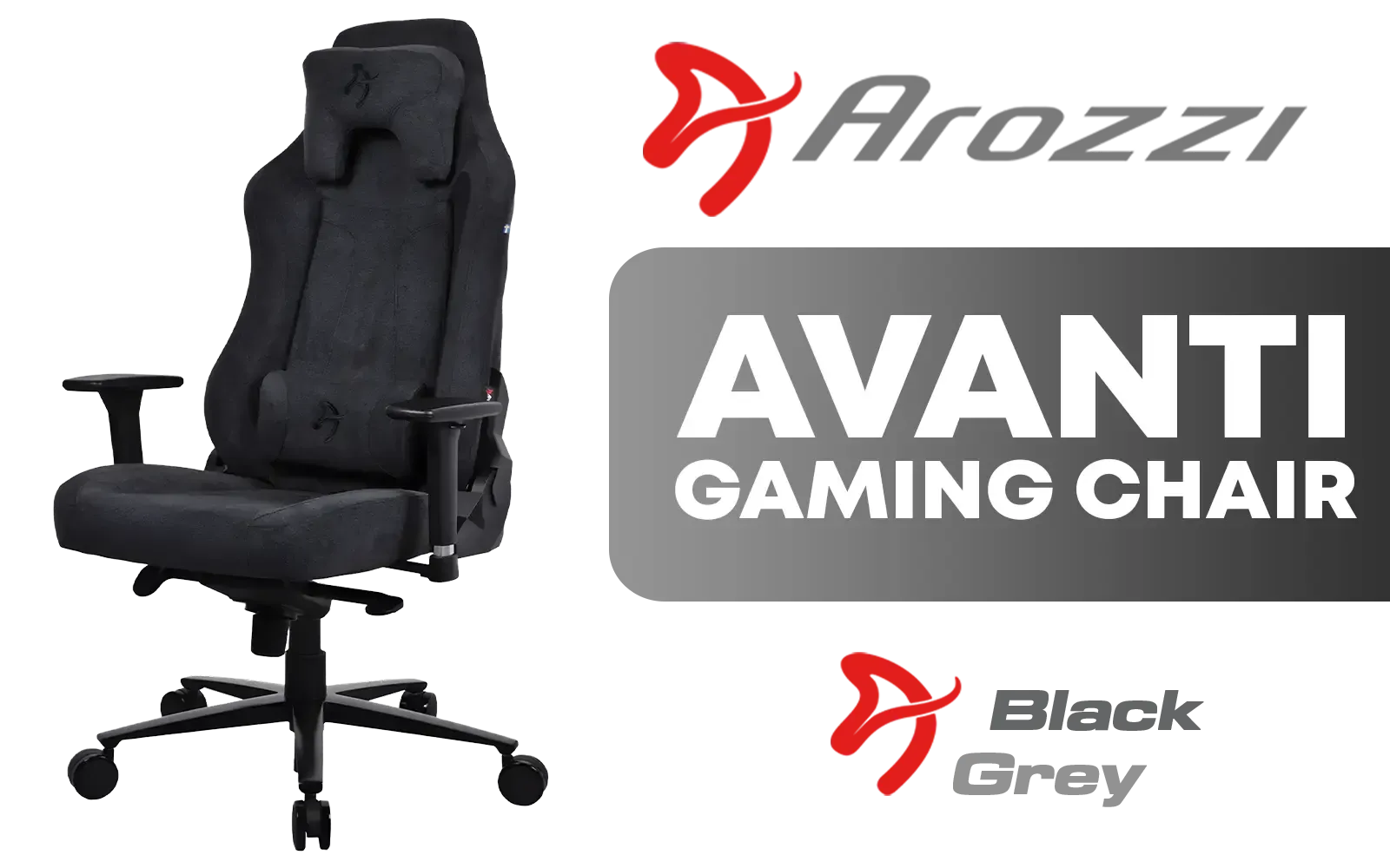Arozzi Avanti Soft Upholstery Fabric Ergonomic Office and Gaming Chair with Cold Curred Molded Foam Reclining Tilting Seat Mechanism Steel Frame Headrest Pillow - Dark Grey / AVANTI-SFB-DG