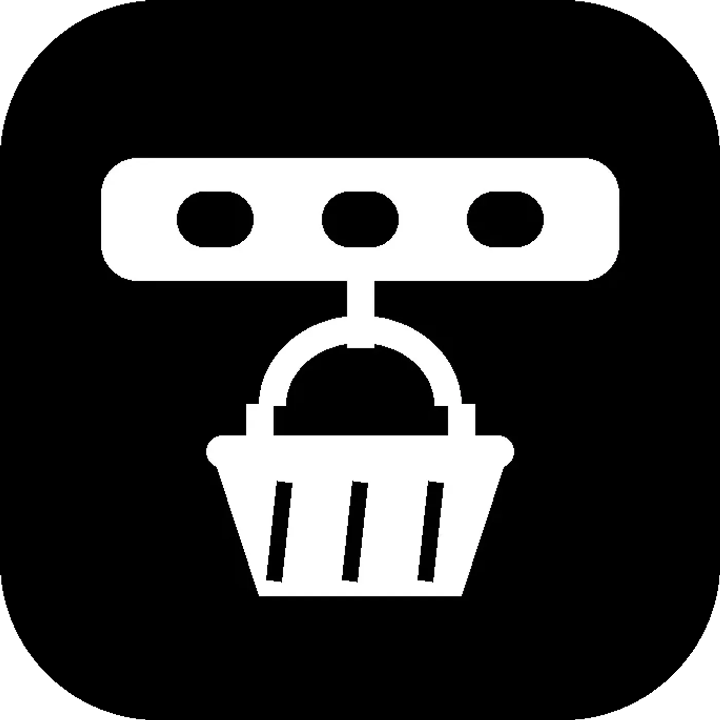 Icon of a desktop with three cable cut-outs feeding a basket