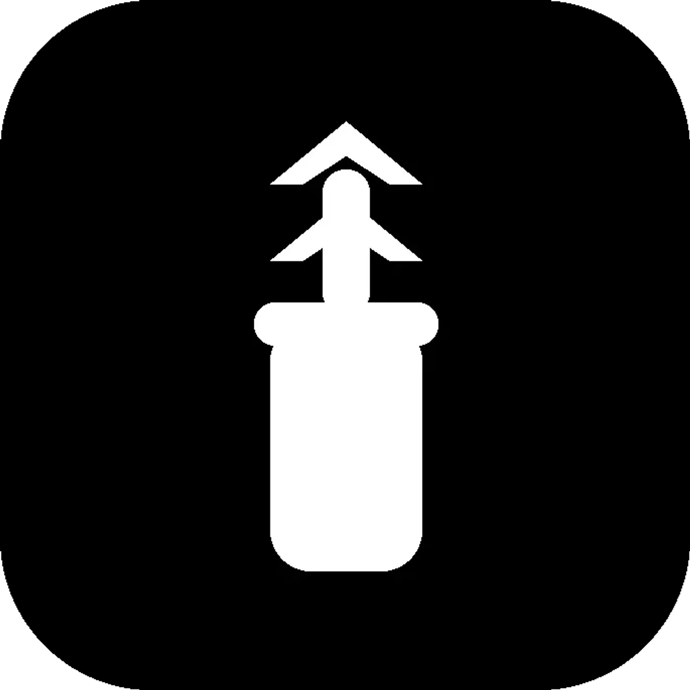 Icon of a gas lift cylinder with upward chevrons