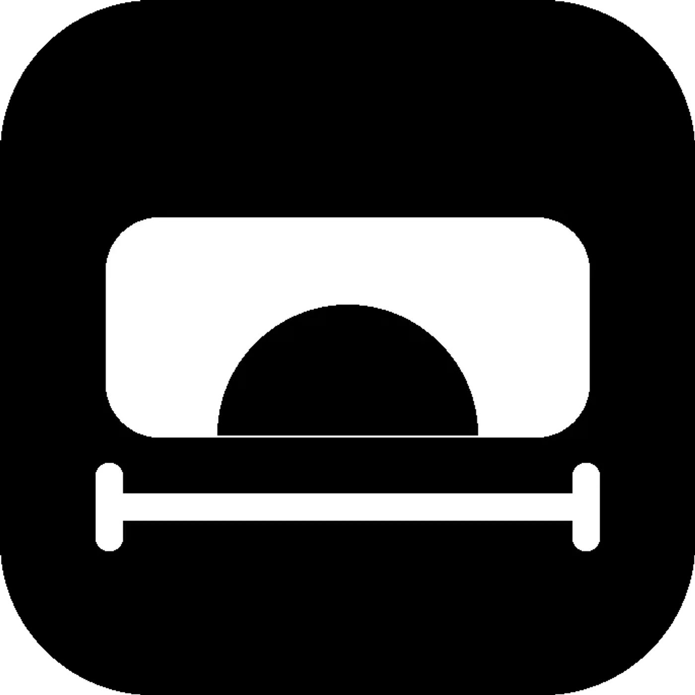 Icon of a curved desktop with a width dimension line