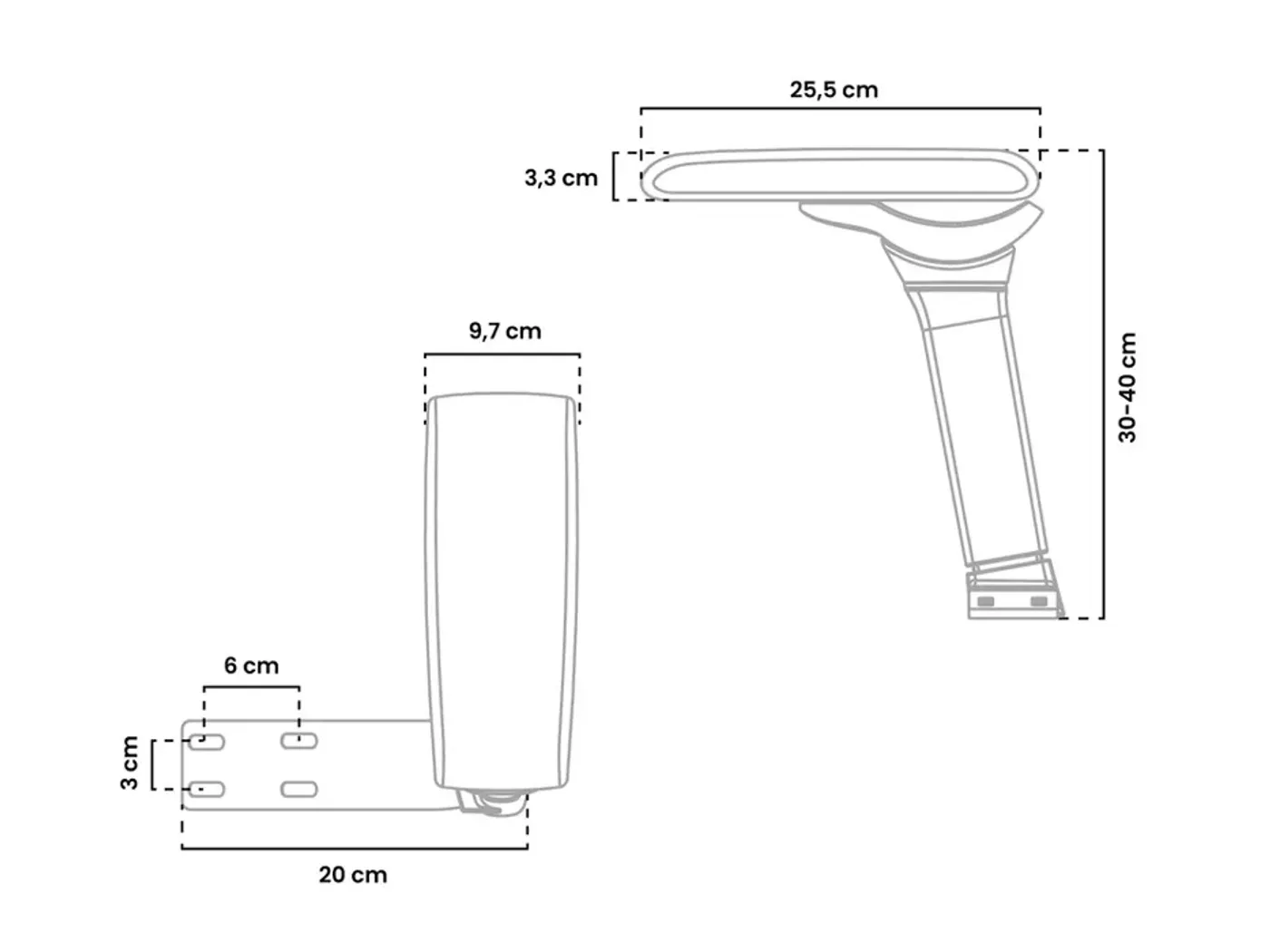 Black dark chrome Arozzi Infinity Armrest designed for ergonomic chair comfort