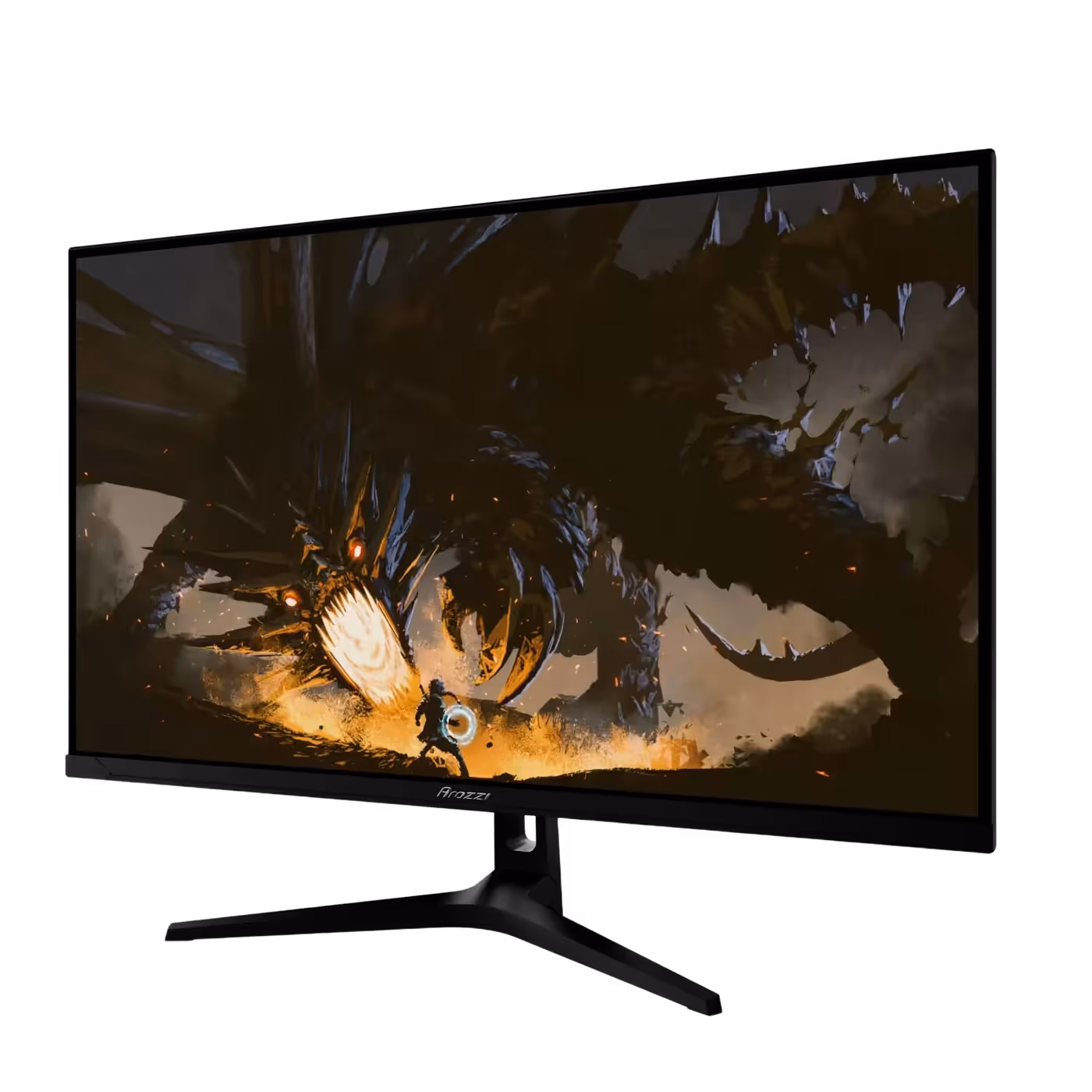 Arozzi Nova 32-inch gaming monitor in black, angled front view