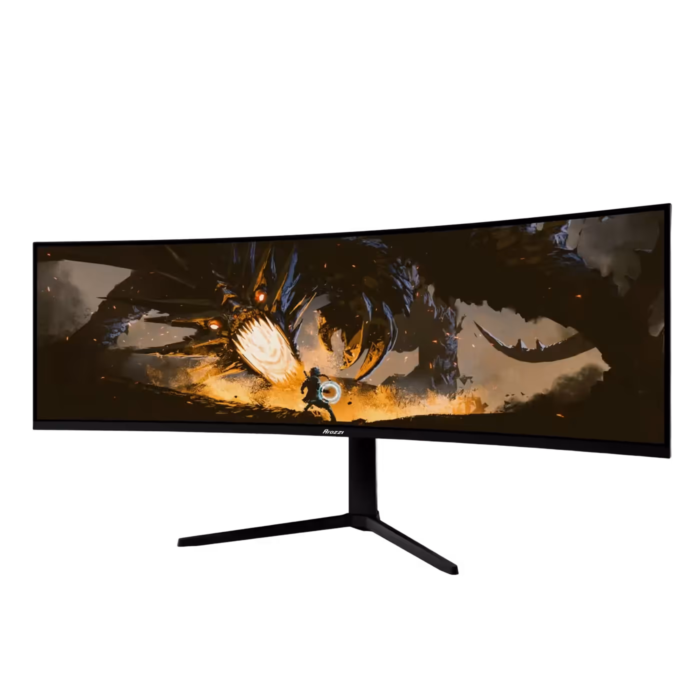 Arozzi Nova 49-inch curved super ultrawide monitor in black, front view