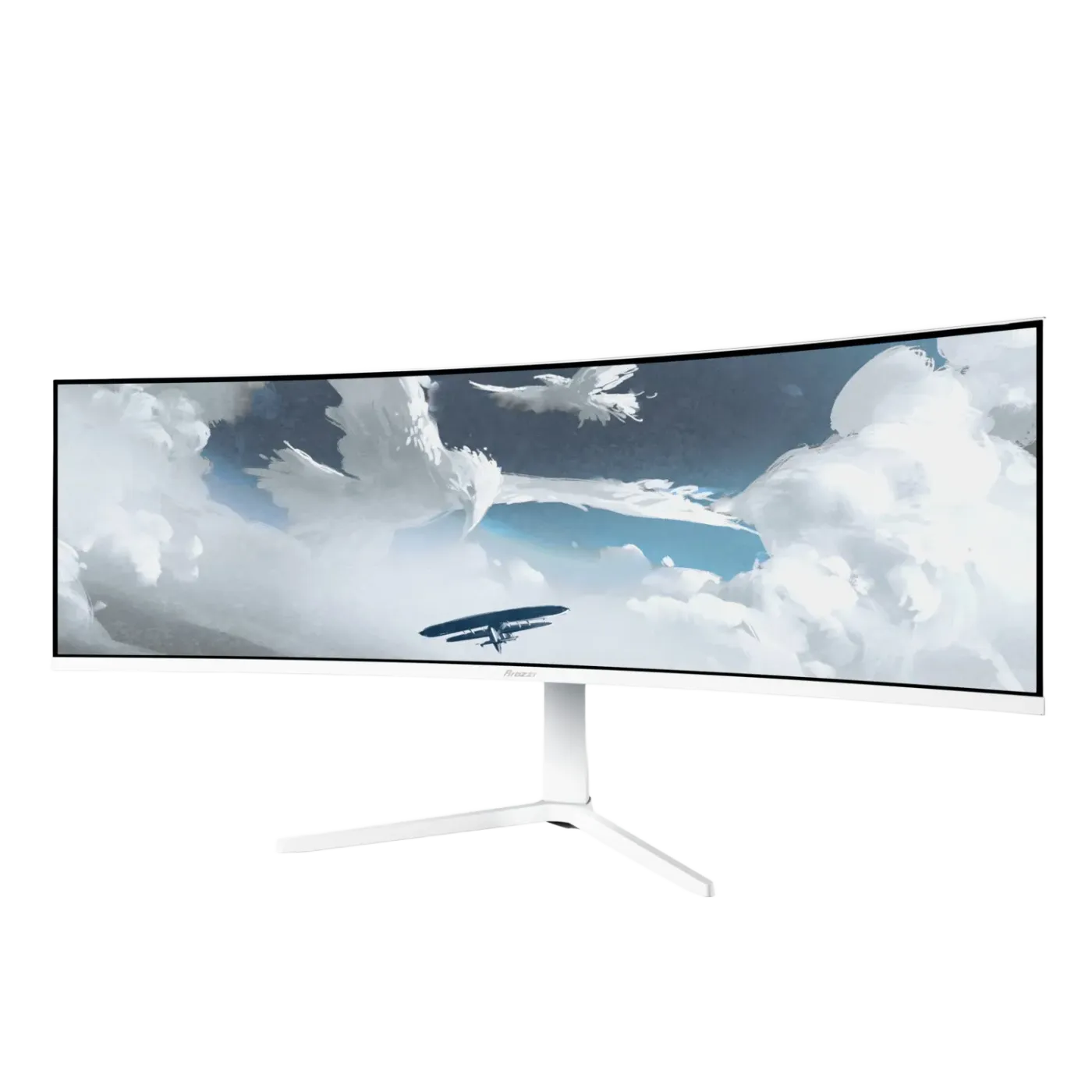 Arozzi Nova 49-inch curved super ultrawide monitor in white, front view
