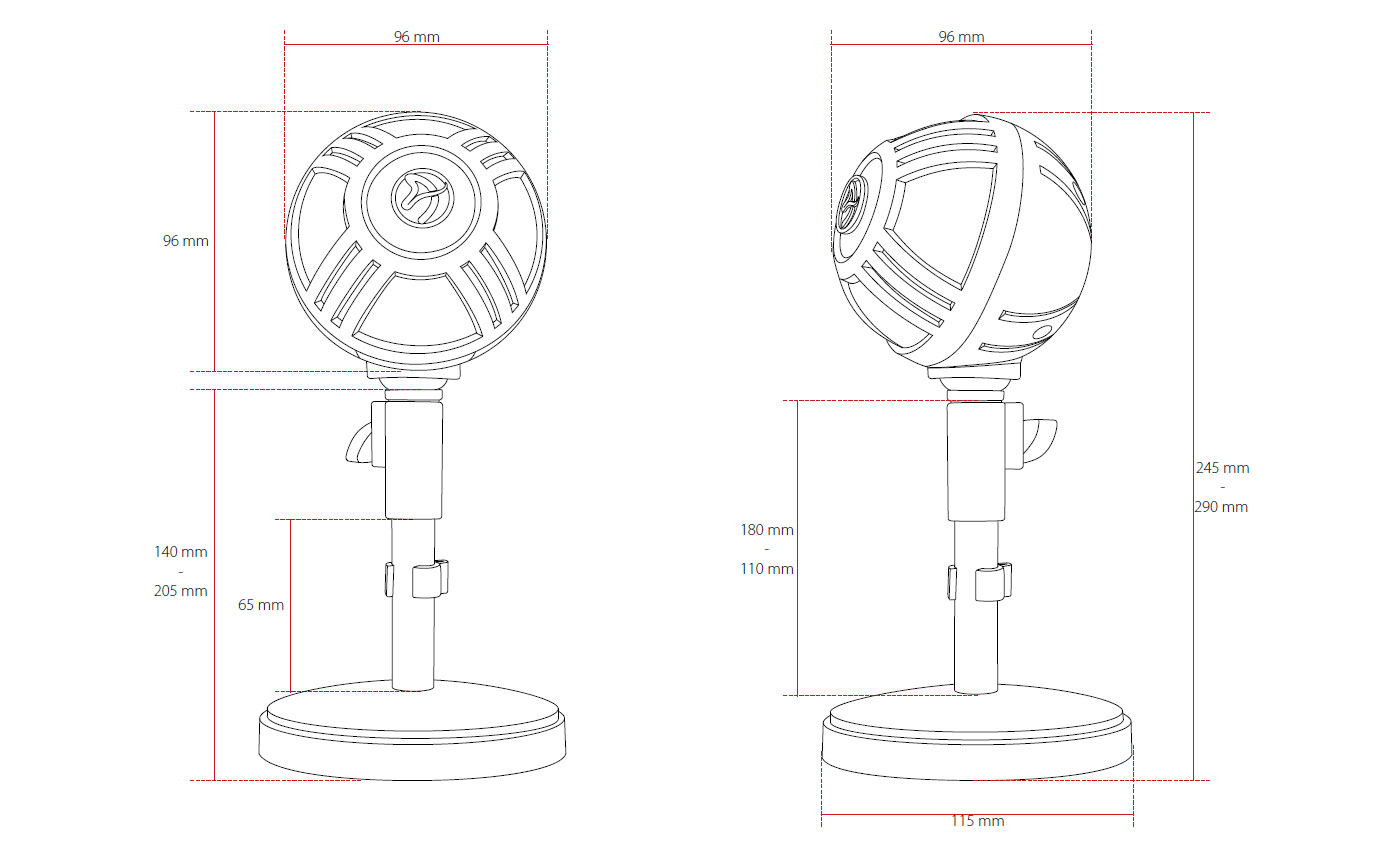 Arozzi Sfera USB Gaming Microphone displaying chrome design