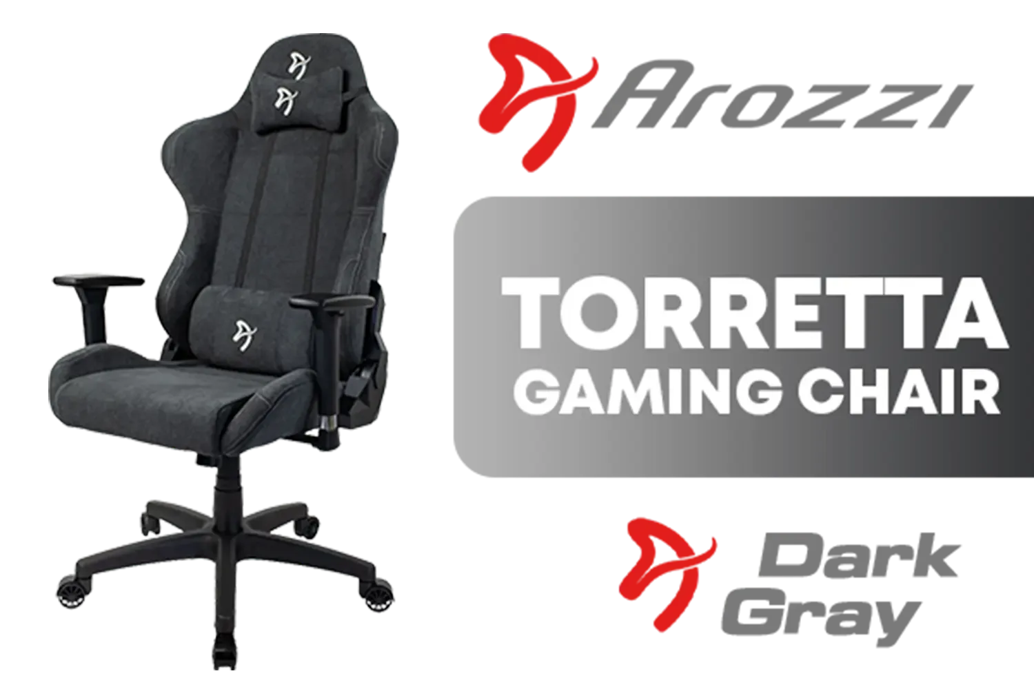 Arozzi Torretta Soft Fabric Gaming Chair - Dark Grey / Soft PU Leather / 3D Adjustable Armrests / Max Load up to 100kg / Durable Upholstery Furniture Fabric / Multidimensional Armrests / Seat and Backrest up to 12° / Tough Metal Frame / TORRETTA-SFB-DG