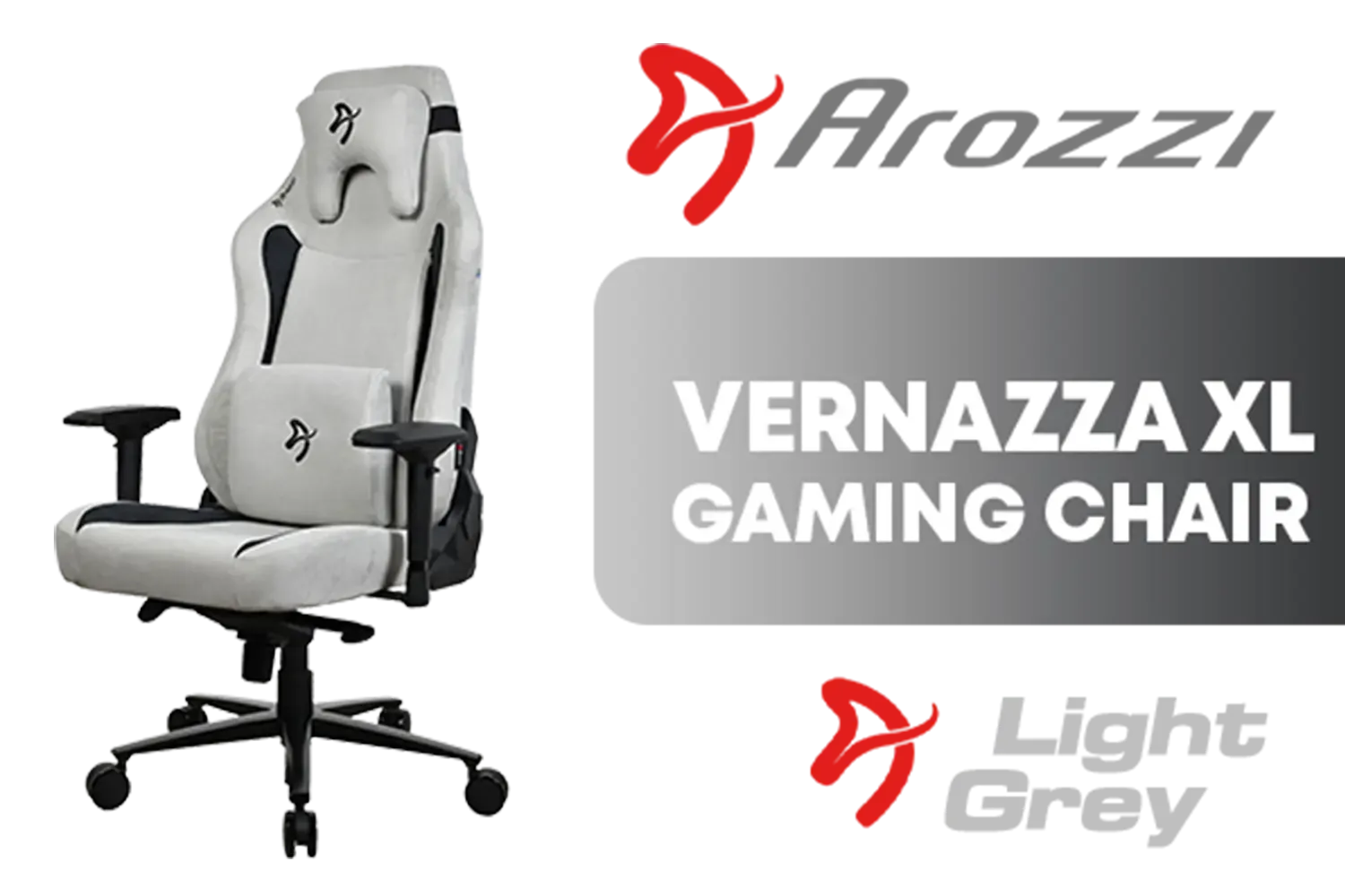Arozzi Vernazza XL Supersoft Upholstery Material has a Unique Velvety Texture That is Fluid-Repellant and Breathable with Memory Foam Lumbar Support 4D Armrest for Office and Gaming Chair- Light Grey / VERNAZZA-XL-SPSF-LG