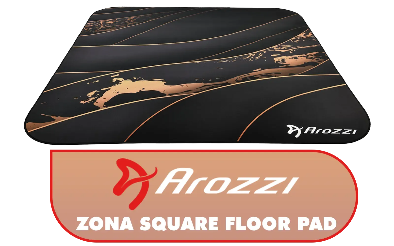 Arrozi Floor Mat, Zona Quattro Microfiber Gaming Chair Floor Mat for Carpet, Anti-Slip Noise Dampening Floormat for Office Chair (Black Gold) / AZ-ZONA-QTRO-BKGD