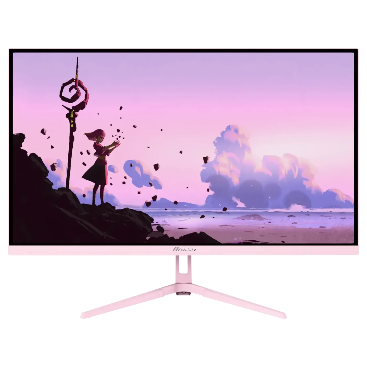 Arozzi Nova 27-inch gaming monitor in pink, front view