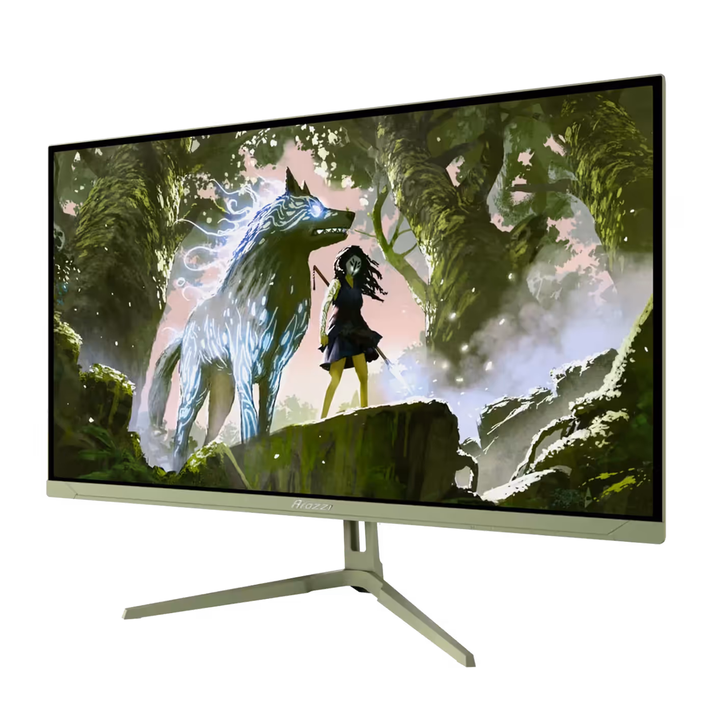 Arozzi Nova 27-inch gaming monitor in forest green, front view