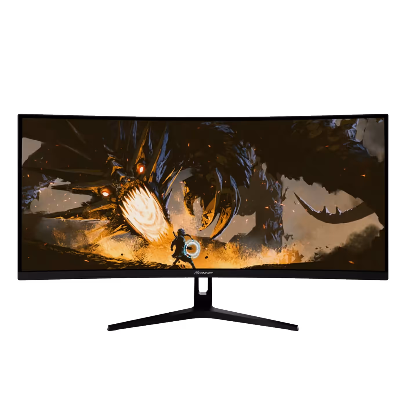 Arozzi Nova 34-inch curved gaming monitor in black, front view