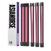 AsiaHorse 4-Piece Sleeved PSU Extension Cable Kit, Black & Pink - image 2