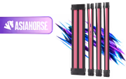 AsiaHorse 4-Piece Sleeved PSU Extension Cable Kit, Black & Pink - image 1