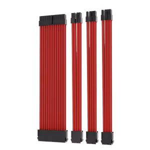 AsiaHorse 4-Piece Sleeved PSU Extension Cable Kit, Red - image 2