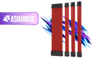 AsiaHorse 4-Piece Sleeved PSU Extension Cable Kit, Red - image 1
