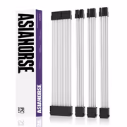 AsiaHorse 4-Piece Sleeved PSU Extension Cable Kit, White - image 3