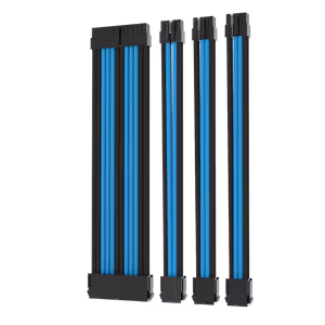 AsiaHorse 4-Piece Sleeved PSU Extension Cable Kit, Black & Blue - image 2